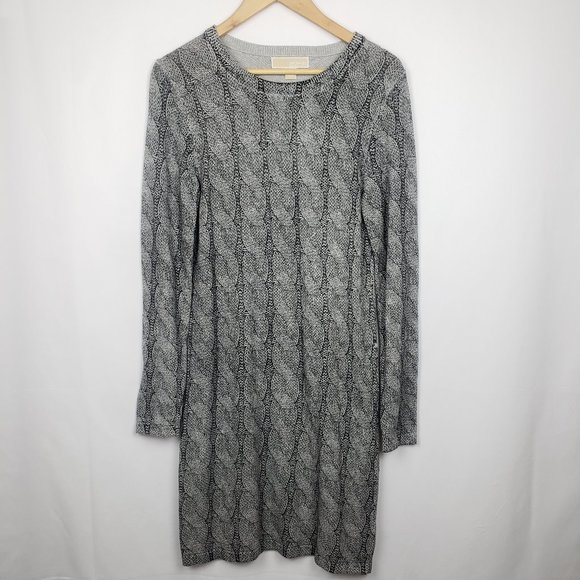 Michael Kors Gray Knit Sweater Dress Chain Print size XS with stretch - Picture 3 of 9